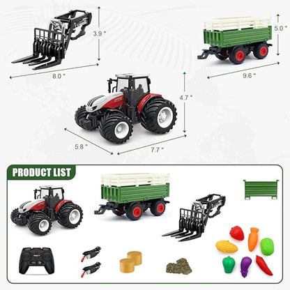 1:24 Scale Remote Control Farm Tractor Set