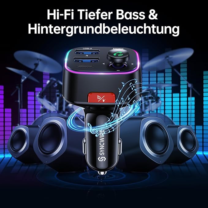 Bluetooth FM Transmitter & 48W USB Car Charger