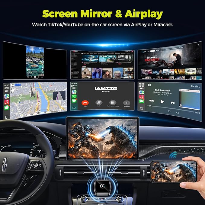 Wireless Car Connectivity Adapter with Screen Casting