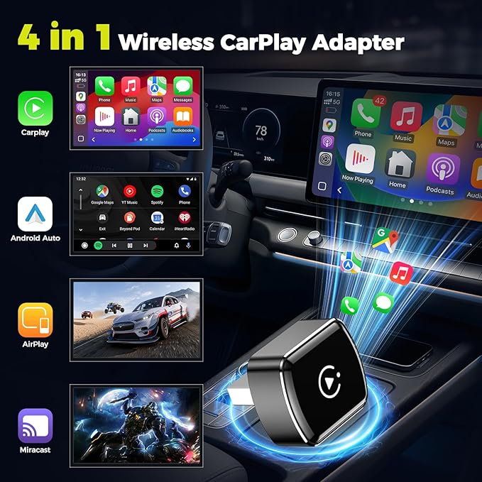 Wireless Car Connectivity Adapter with Screen Casting